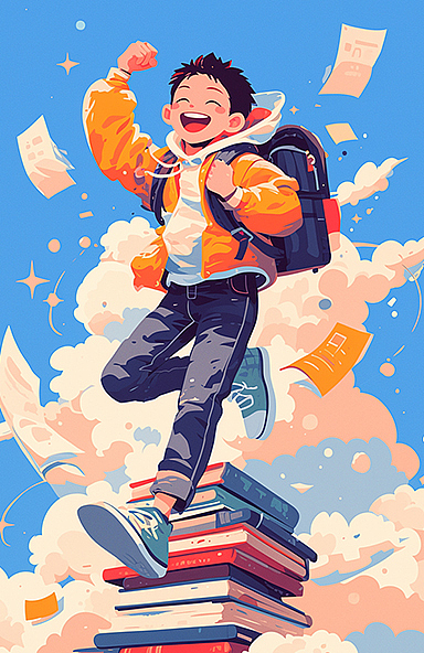 学生卡通插画