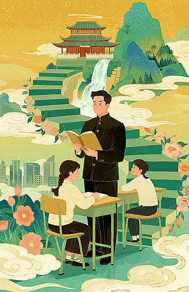 教师节创意插画