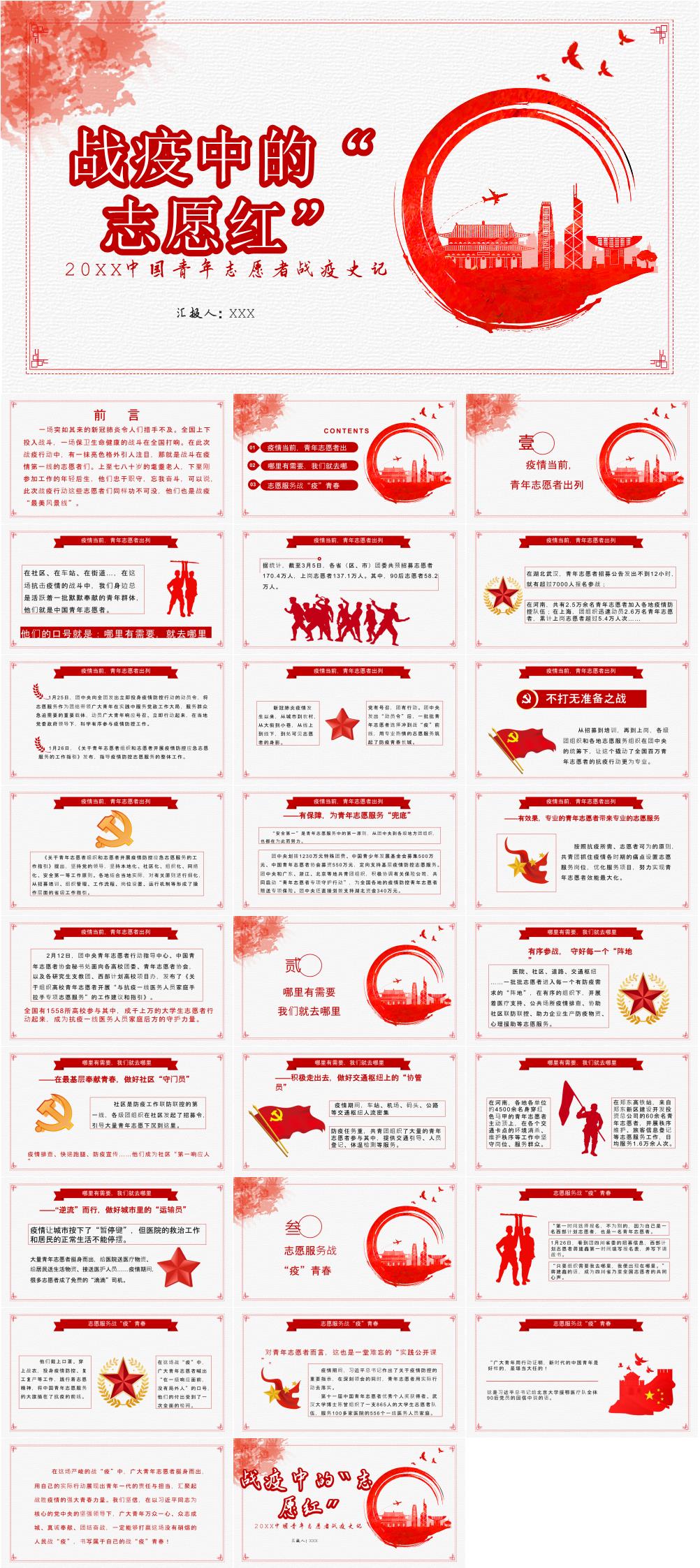 志愿者愛心公益PPT模板素材