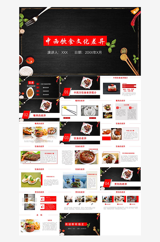 饮食文化介绍PPT-众图网