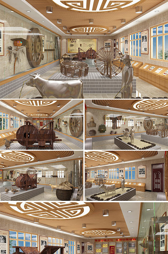 校史馆展厅模型效果图历史馆-众图网