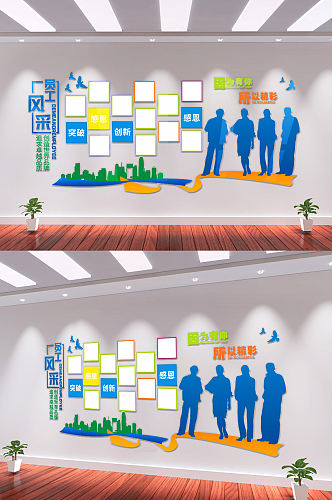 蓝色大气公司员工风采文化墙