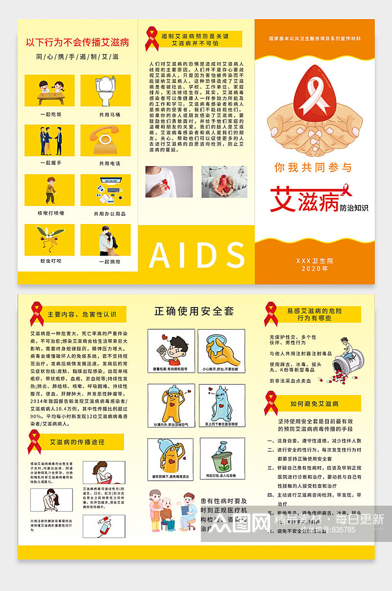艾滋病防治知识宣传手册折页预防艾滋素材
