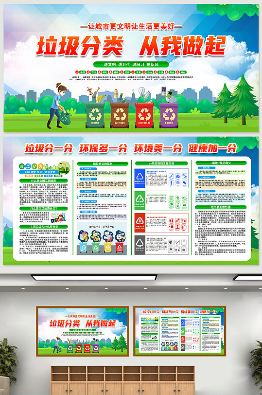 社区环保垃圾分类宣传栏展板