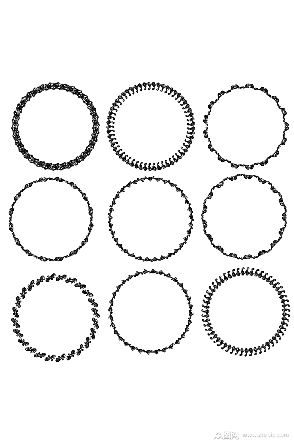 边框花边元素边边围边圆形素材