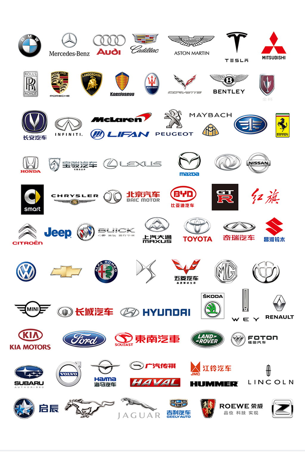 各种汽车标志及名称图片