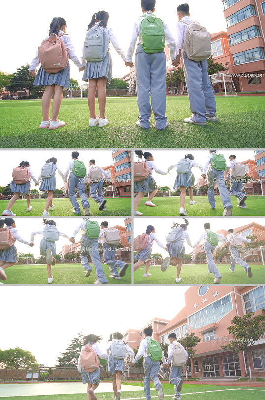 学生校园奔跑视频-众图网