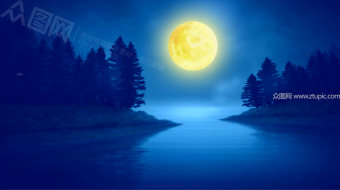 唯美中秋月圆背景-众图网