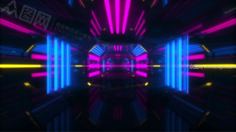 绚丽霓虹灯隧道夜场酒吧LED舞台背景-众图网