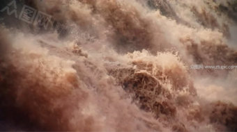 实拍黄河波涛汹涌-众图网