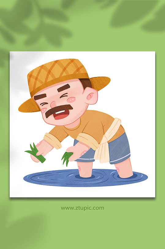 水稻插秧农民人物插画-众图网