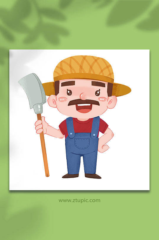 叉腰锄头农民人物插画-众图网