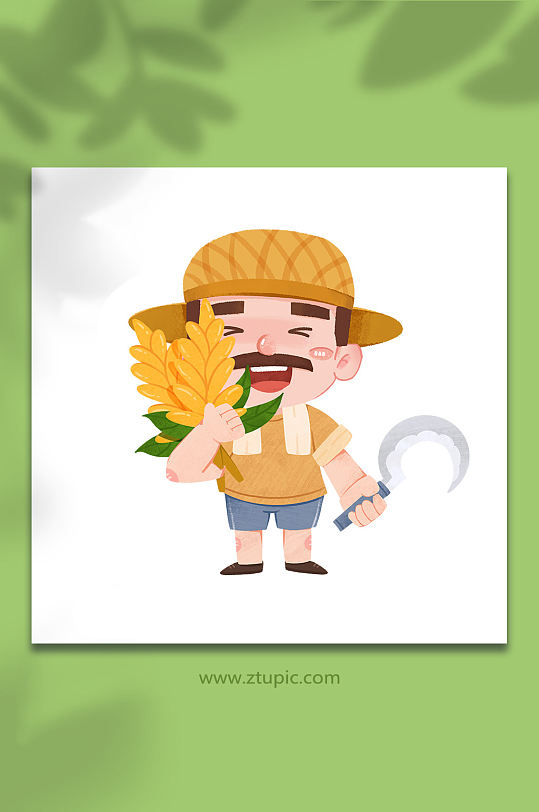 收割麦子农民人物插画-众图网