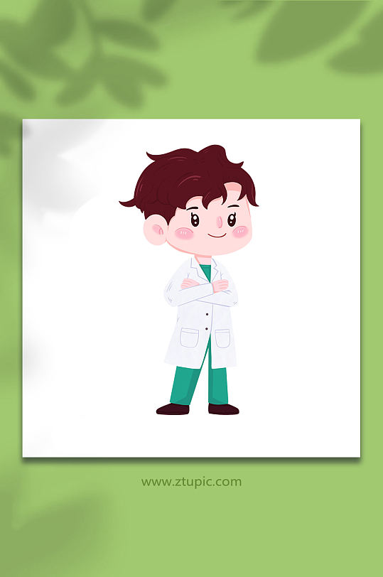 卡通白大褂医生人物插画-众图网