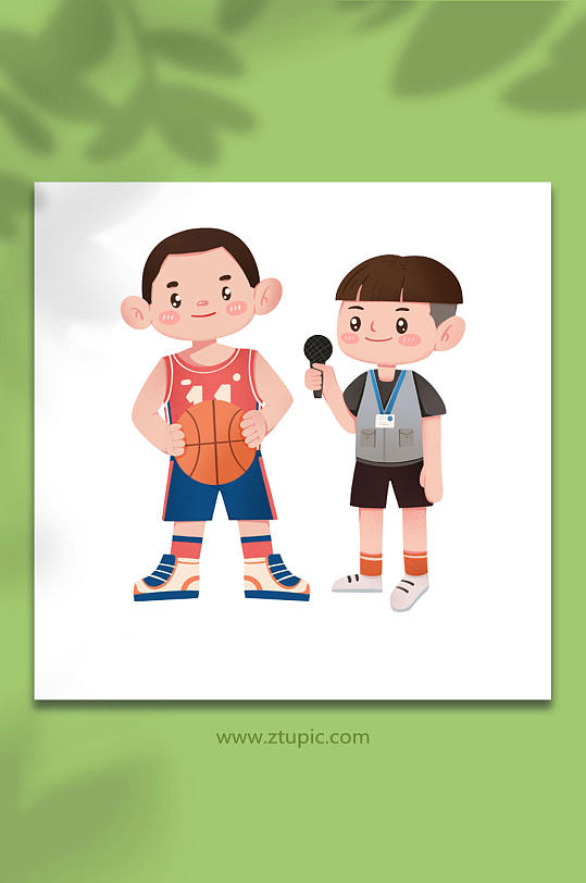 体育篮球记者新闻媒体人物插画