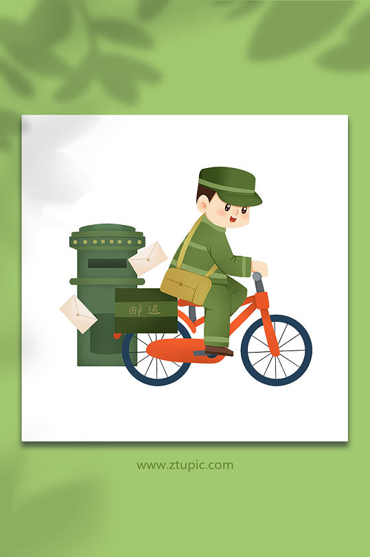 骑自行车送信邮差信件邮递员人物插画
