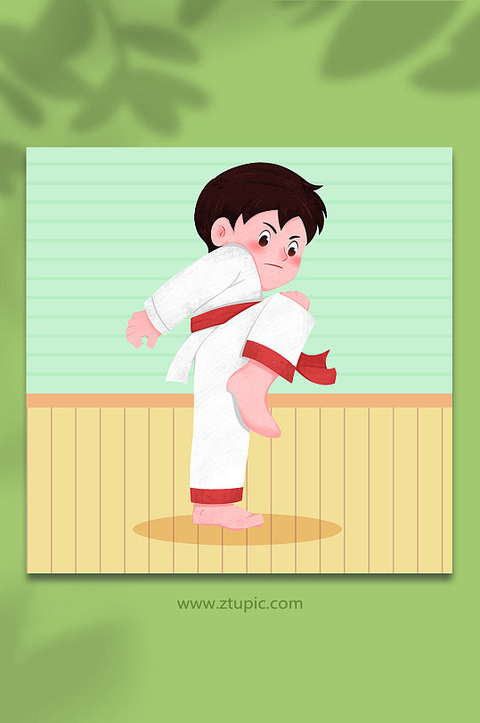 扁平化风格跆拳道人物插画-众图网