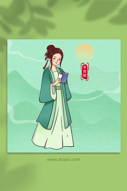 李清照古代诗人词人人物插画-众图网