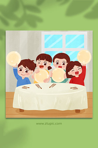 幼儿园孩子文明餐桌人物插画