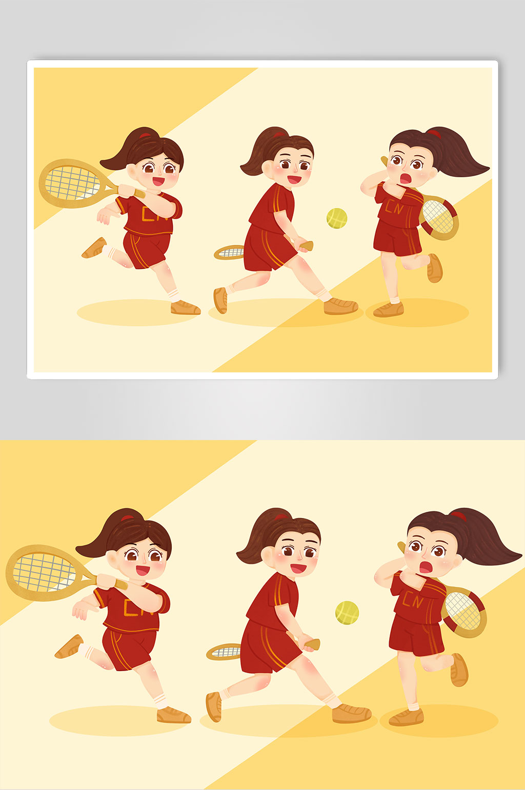 女生选手网球运动人物插画素材