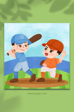 体育活动棒球运动人物插画