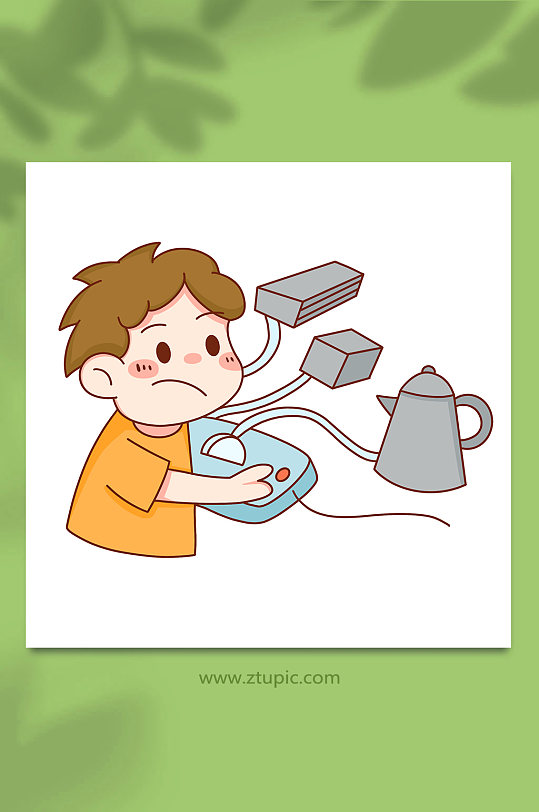 超负荷危险用电安全元素人物插画