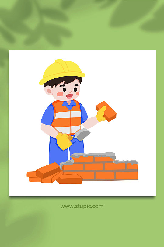 砖墙工艺安全生产人物元素插画