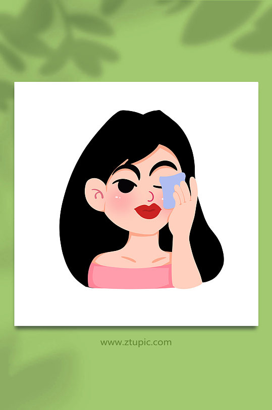 卸妆女性面部清洁头部护理元素插画