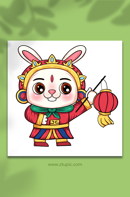 国潮红灯笼兔儿爷兔年插画