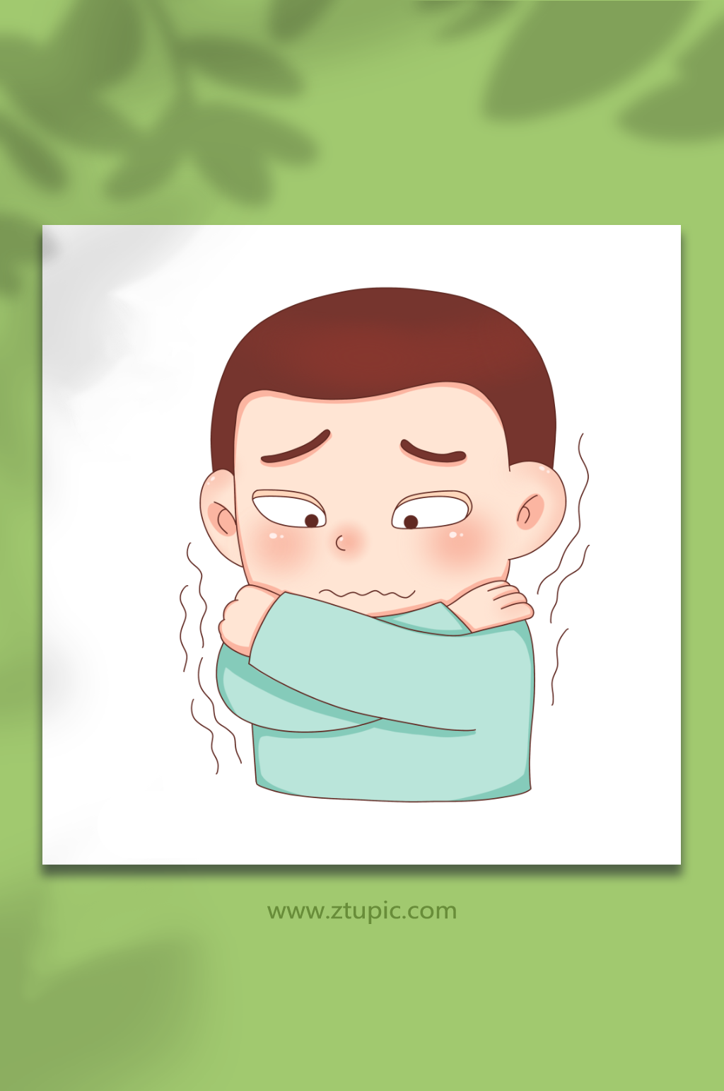 冷冬季預(yù)防感冒人物元素插畫素材