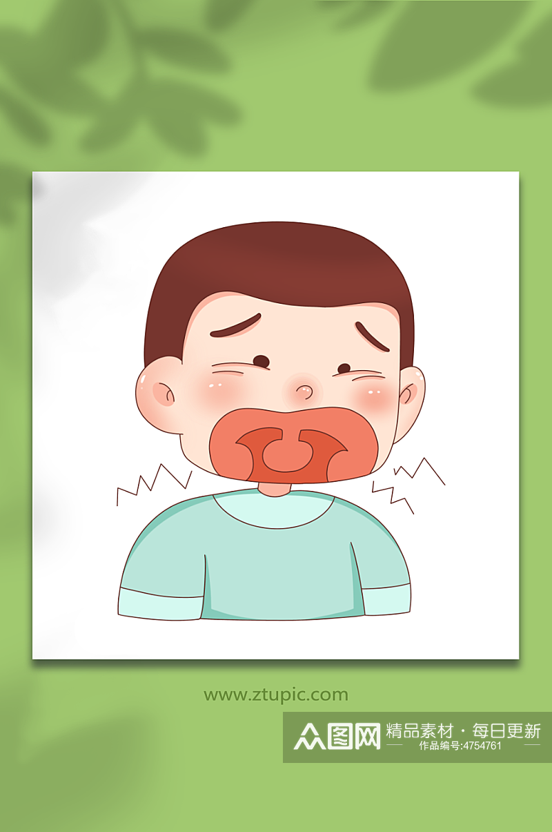 咽肿冬季预防感冒人物元素插画素材
