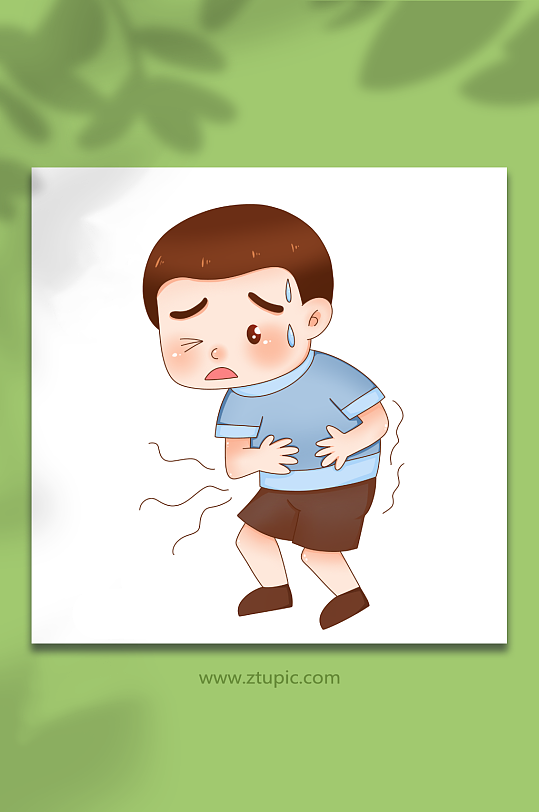 肚子痛冬季预防感冒人物元素插画