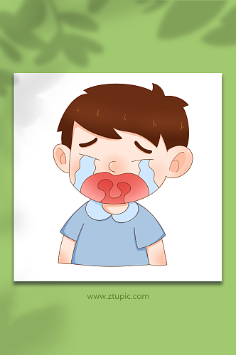 咽喉肿痛冬季预防感冒人物元素插画