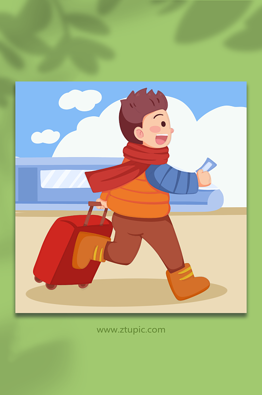 赶动车新年春运人物插画-众图网