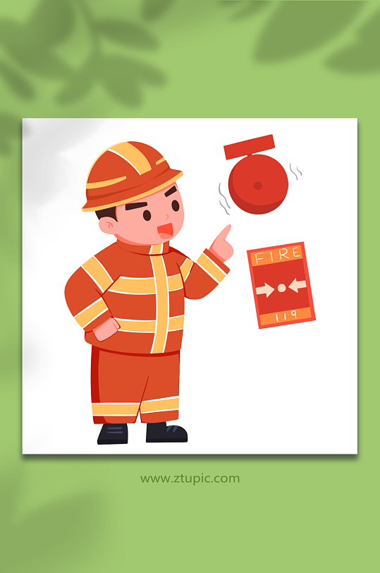 卡通报火警消防栓使用方法元素插画