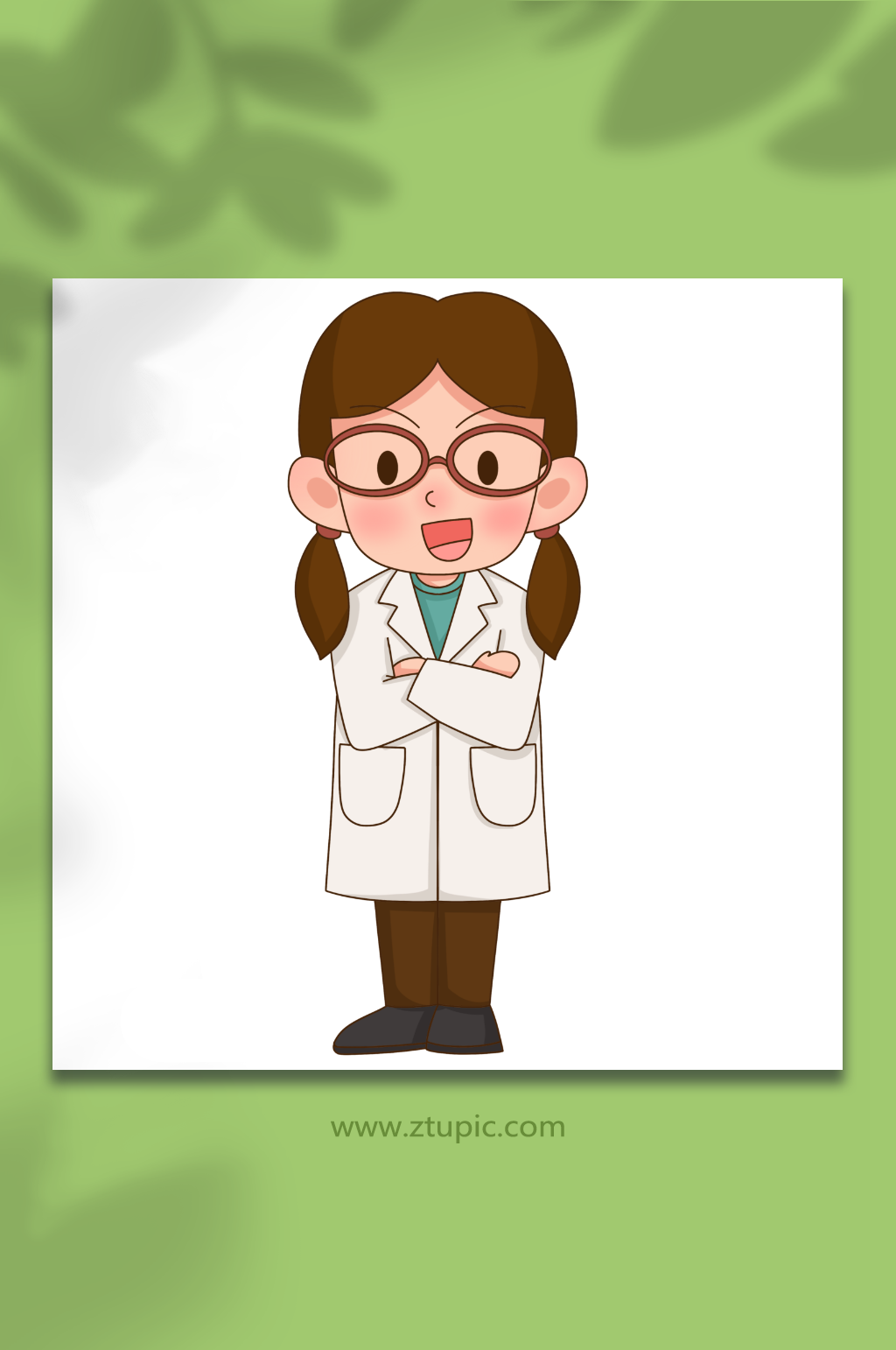 可爱自信女医生医护人物元素插画素材