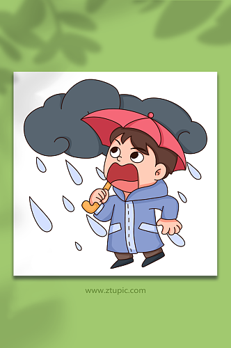 大雨自然灾害元素插画