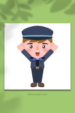 欢呼帅气男警察人物元素插画