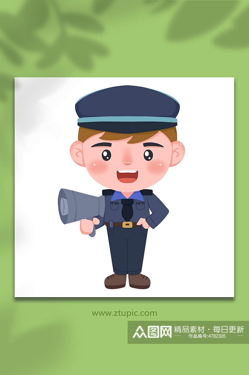 宣传帅气男警察人物元素插画素材