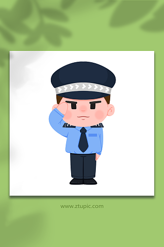 敬礼警察人物元素插画