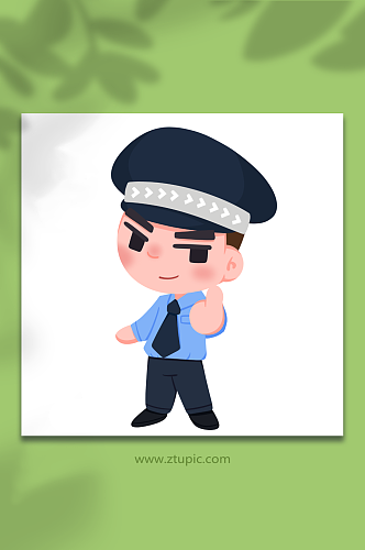 点赞警察人物元素插画