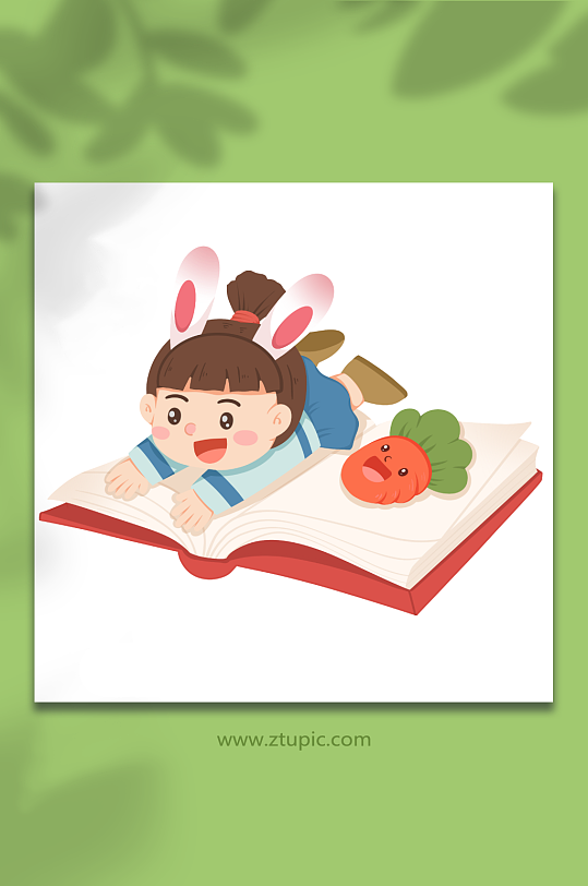 兔子学生开学季人物插画