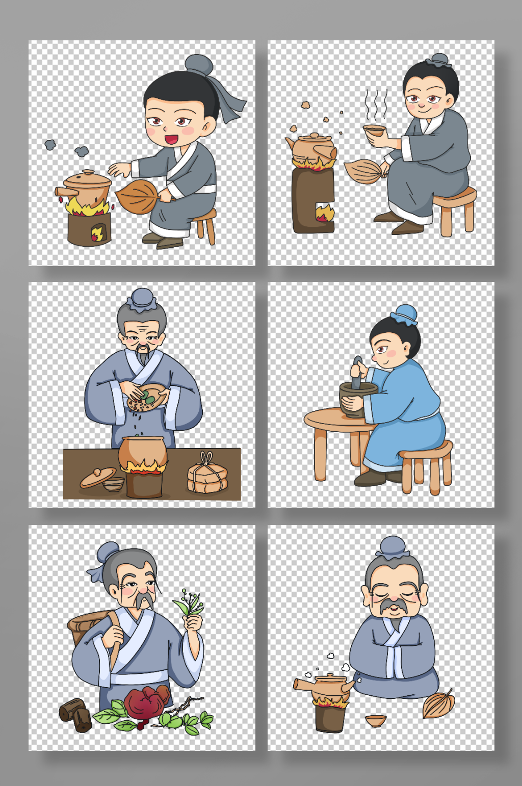 中医人物插画卡通素材_中医人物插画卡通模板_中医人物插画卡通设计图片免费下载-众图网