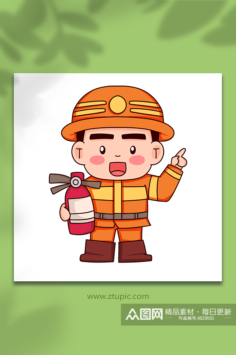 消防员卡通五一劳动节各职业元素插画素材