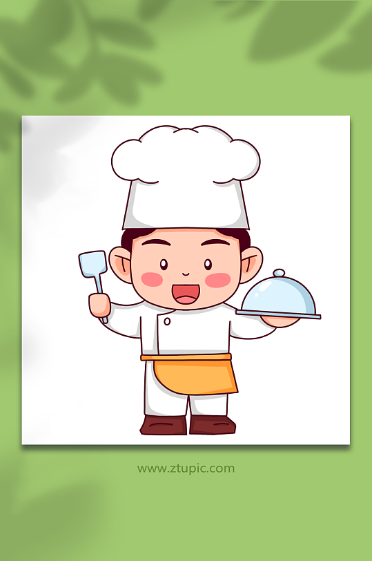 厨师卡通五一劳动节各职业元素插画