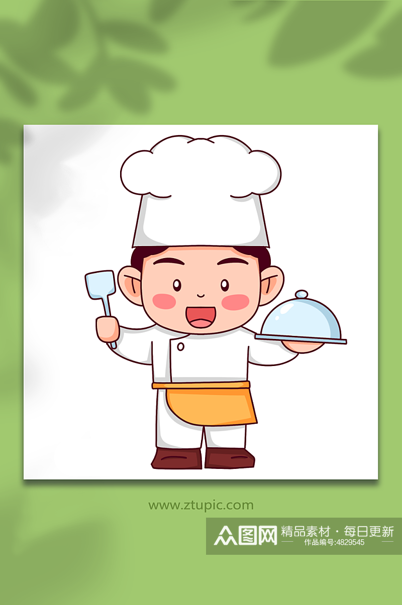厨师卡通五一劳动节各职业元素插画素材