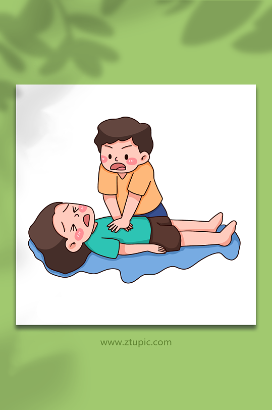 心肺復(fù)蘇手繪防溺水六不準(zhǔn)游泳元素插畫