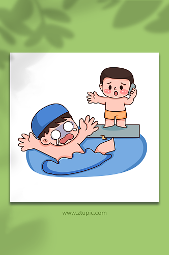 求救电话可爱防溺水六不准游泳元素插画