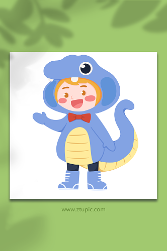 蜥蜴可爱儿童节人物元素插画