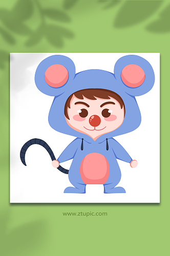 小老鼠童趣儿童节人物元素插画